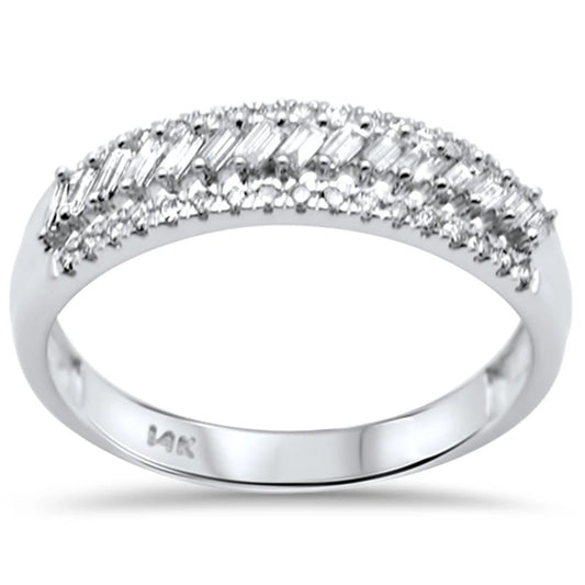 .54ct G SI 14K White Gold Round & Baguette Diamond Ring Band