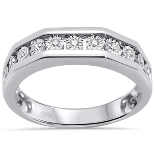 .13ct 14K White Gold Diamond Men's Ring Band Size 10